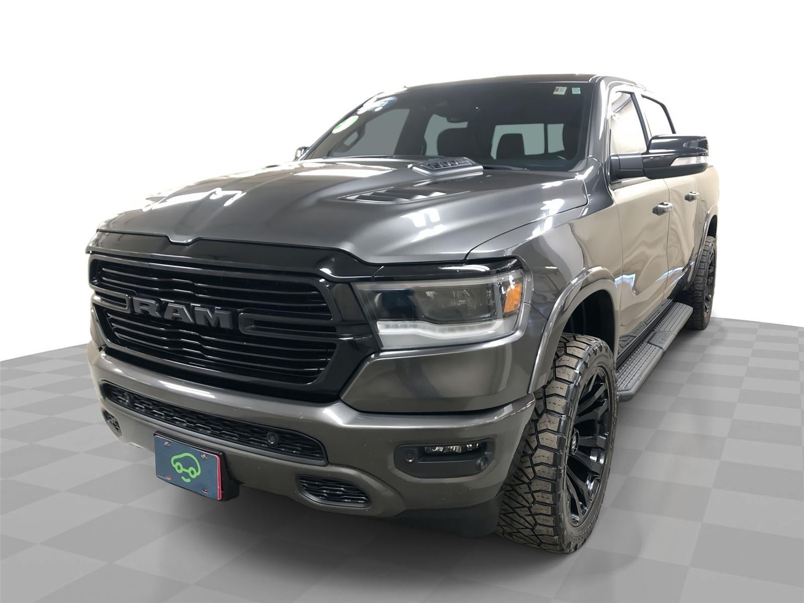 2021 RAM 1500 Laramie Crew Cab 4x4 5'7" Box in Gray — front three-quarter view