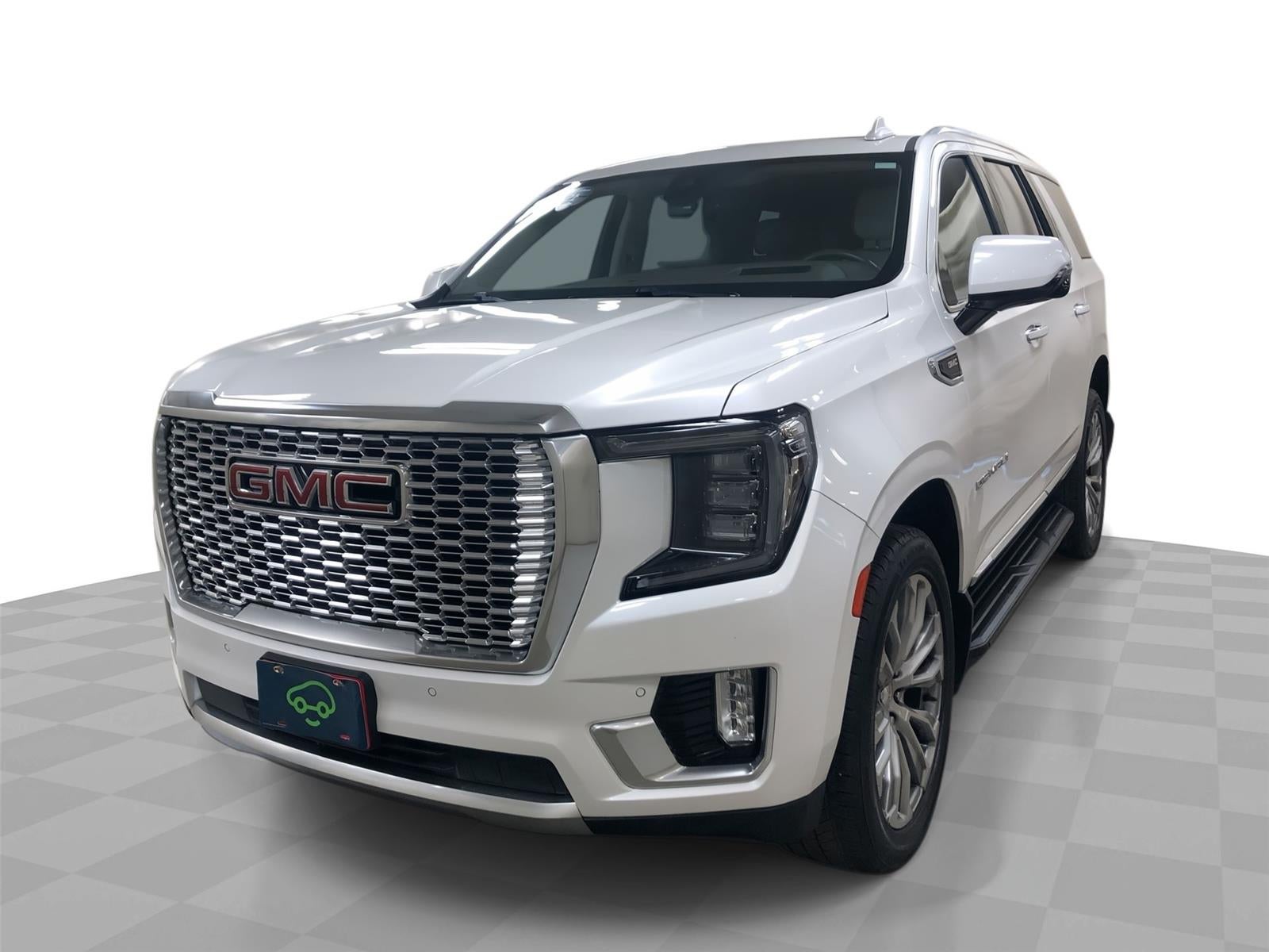 2021 GMC Yukon Denali in White Frost Tricoat — front three-quarter view