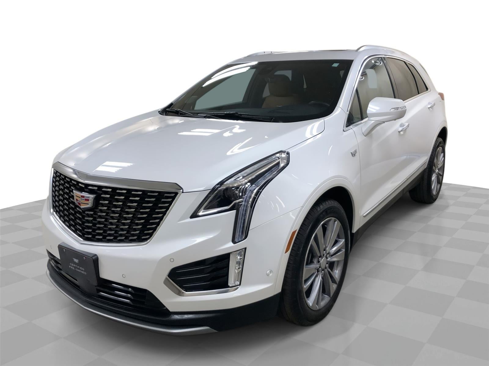 2025 Cadillac XT5 Premium Luxury in Crystal White Tricoat — front three-quarter view