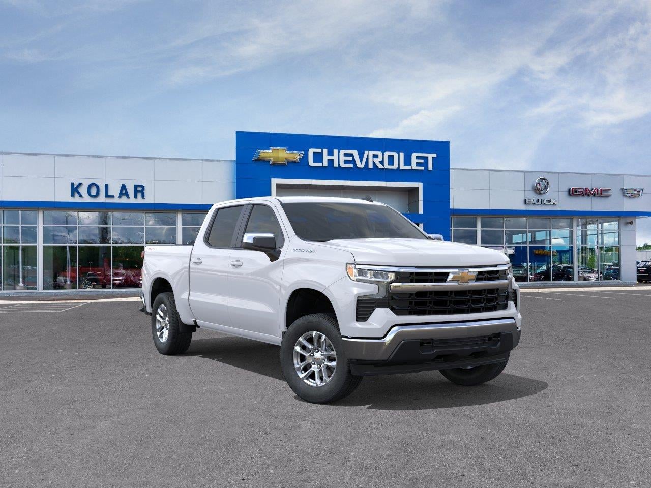2026 Chevrolet Silverado 1500 LT (2FL) in Summit White — front three-quarter view