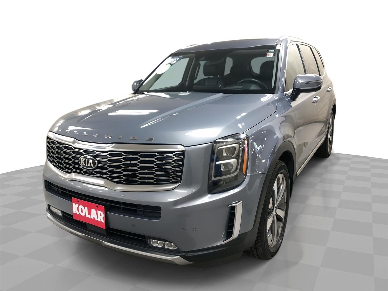 2020 Kia Telluride SX in Silver — front three-quarter view